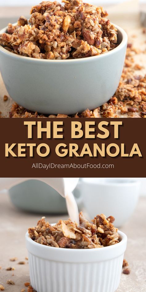 Low Carb Granola Recipe, High Protein Granola, Low Carb Cereal, Keto Cereal, Low Carb Granola, Desayuno Keto, Protein Granola, Keto Granola, Friends Recipes