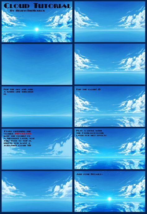 Cloud Tutorial, Drawing Programs, Concept Art Tutorial, Digital Painting Techniques, Digital Art Beginner, Background Drawing, Hur Man Målar, Digital Painting Tutorials, Anime Drawings Tutorials