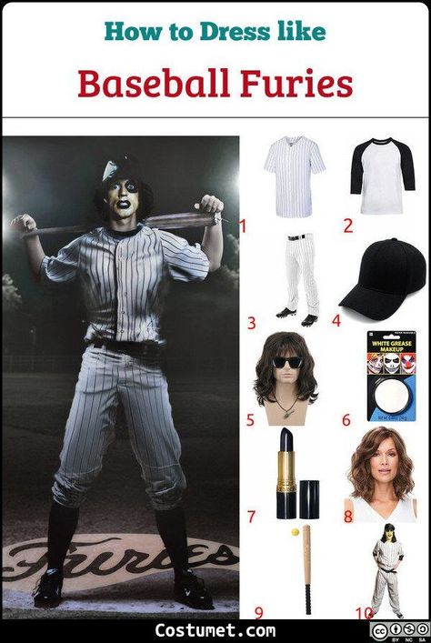 The Baseball Furies (The Warriors) Costume Furies Costume, Baseball Furies Costume, Warriors Outfit, The Warriors Baseball Furies, Baseball Player Costume, Baseball Furies, Baseball Costumes, Dark Costumes, Black Face Paint