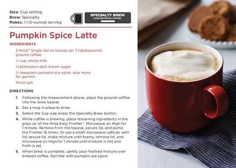 Pumpkin Spice Latte Recipe made from using the Ninja Coffee Bar.  Ninja now enables their fans to make this signature brew in the comfort of their own home (and pajamas!) with the specialty brew setting of the new machine. From a simple cup of joe to an Over Ice Brew to a specialty brew, like a PSL or cappuccino, the Ninja Coffee Bar lets you to do it all! #ad Coffee Maker Recipes, Speciality Coffee Recipes, Ninja Coffee Bar Recipes, Ninja Coffee Maker, Pumpkin Spice Latte Recipe, Ninja Coffee Bar, Pumpkin Spiced Latte Recipe, Ninja Coffee, Ninja Recipes