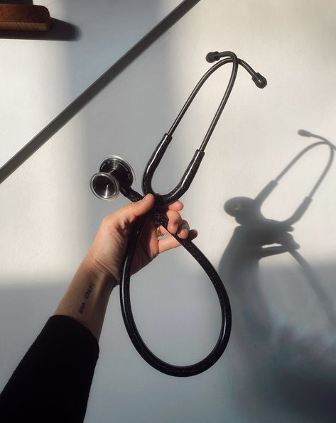 Our new ProCardiial Titanium Black Glitter + BlackOut Stethoscope is extremely light weight and comes with a lifetime warranty + free parts for life Mdf Stethoscope, Black Stethoscope, Med Doctor, Best Stethoscope, Doctor Life, 12 Hour Shifts, Heart Sounds, Bell Sound, Stethoscopes