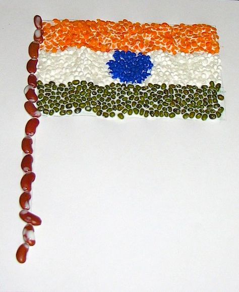 Pulses Indian Tricolor Flag Kid Craft- Kid World Citizen Honey Craft, Jay Hind, Flag Of India, Independence Day Activities, India Crafts, Flag Crafts, Independence Day India, 15 Aug, India Independence