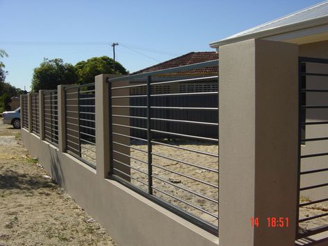 Garage Door Gallery Fence Gate Design, Fence Planters, Modern Fence Design, Fence Designs, Yard Fence, Fence Doors, Cheap Fence, Brick Fence, Lattice Fence