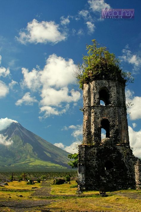 Cagsawa Ruins is a historical landmark you shouldn't miss! Even when holding a devastating past, it's set with the backdrop of the Mayon Volcano standing, captivating its viewers. #travel #philippines #historical Philippine Scenery, Mayon Volcano, Travel Philippines, Calm Mind, Philippines Travel, Historical Landmarks, Car Hire, Free Travel, Travel Agent