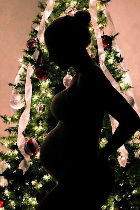 Pregnancy Silhouette Pictures Christmas, 36 Week Maternity Photos, Christmas Tree Maternity Silhouette, Christmas Maternity Family Photos, Pregnancy Holiday Photos, Pregnant Christmas Tree Photo, At Home Christmas Maternity Photoshoot, Christmas Theme Maternity Shoot, Christmas Maternity Pictures At Home