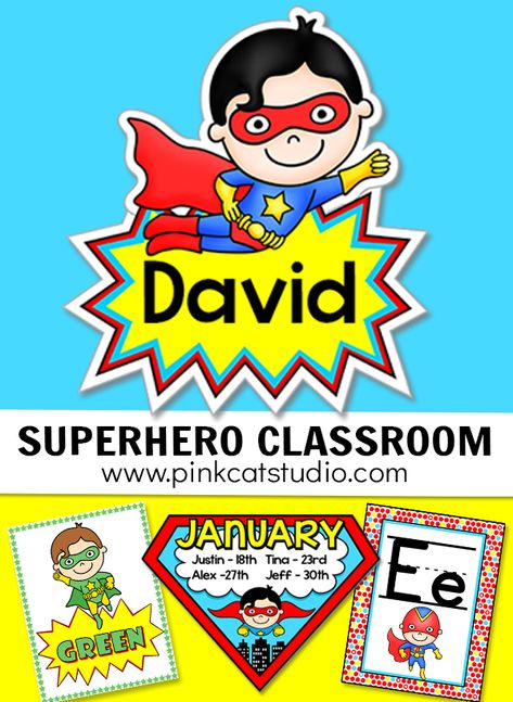 Superhero Labels Printable Free, Super Heroes Classroom Theme, Super Hero Classroom Ideas, Superhero Classroom Theme Decorations, Superhero Theme Preschool, Behavior Chart Classroom, Superhero Name Tags, Superhero Cutouts, Superhero Kindergarten