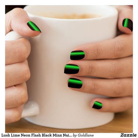 Lush Lime Neon Flash Black Minx Nail Art