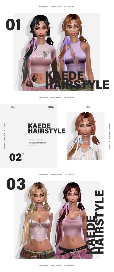 Keade Hairstyle + Bows | Patreon Ts4 Hair, Sims 4 Cc Makeup, Play Sims, Sims 4 Dresses, Halle Bailey, Sims Hair, Sims 4 Cc Finds, Ts4 Cc, Hair Inspo Color