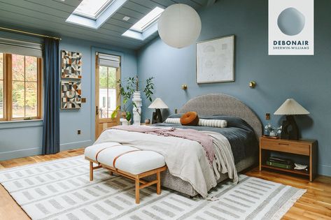 Best Blue Paint Colors, Blue Wall Colors, Linen Bed Cover, Red Front Door, Bedroom Reveal, Blue Paint Colors, Emily Henderson, Primary Bedroom, Design Rules