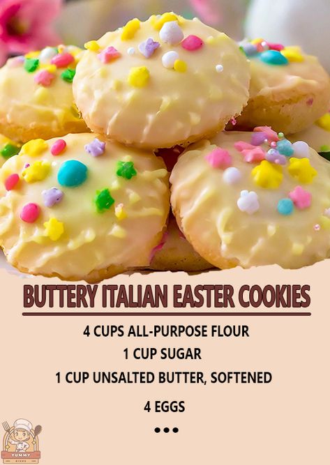 Buttery Italian Easter Cookies Italian Easter Cookies, Italian Cookie Recipe, Italian Butter, Italian Butter Cookies, Italian Easter, Italian Cookies, Soft Cookie, Breakfast Cookies, Easter Cookies