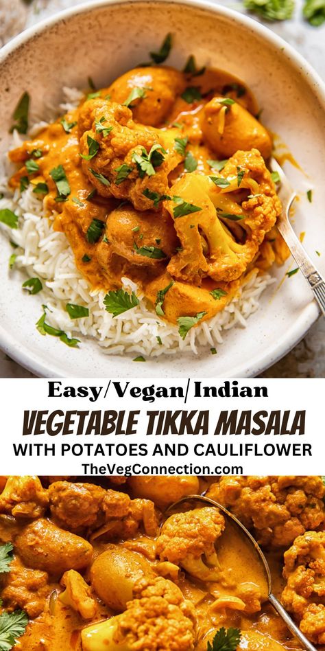 Vegetable Tikka Masala, Tikka Masala Vegetarian, Cauliflower Potatoes, Cauliflower Curry, Potato Curry, India Food, Tikka Masala, Raw Food, For A Reason