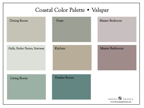 Nothing says Spring like a fresh coat of paint in your home. Come make it Coastal! I don't know if you noticed or not (touch of sarcasm) but I LOVE Coastal Colors. I said it time and time again tha... Coastal Color Palettes, Coastal Color Scheme, Valspar Paint Colors, Beach Color Palettes, Coastal Paint Colors, Coastal Paint, Valspar Colors, Interior Paint Colors Schemes, Coastal Color Palette