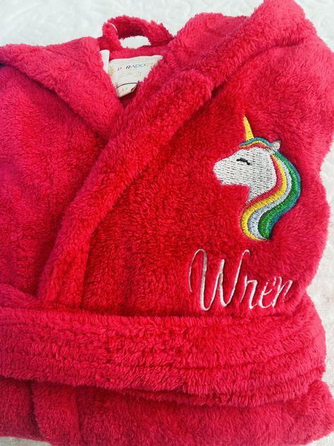 Hooded Bathrobe, Turkey Handprint, Fleece Robe, Kids Robes, Girls Robes, Hooded Robe, Bath Girls, Kids Fleece, Unicorn Design