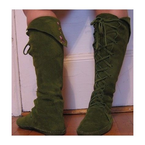 Fairy Princess ELF BOOTS pointy toe knee high moss green with flowers... ❤ liked on Polyvore Elf Boots, Costume Inspirations, Green Boots, Fairy Princess, Fantasy Costumes, Fairy Princesses, Fairy Costume, Fantasy Clothing, Fantasy Fashion