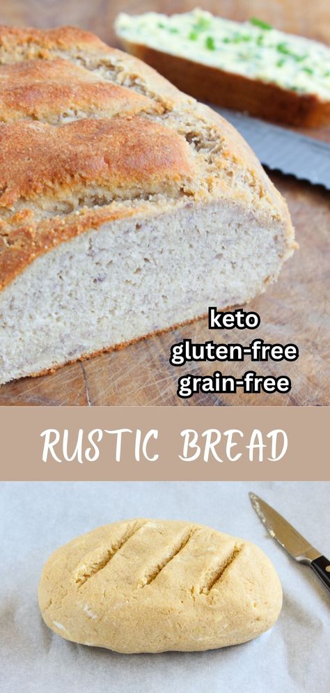 This Keto Rustic Bread comes incredibly close, both in looks and texture, to traditional artisan bread. It is chewy, has a thick crust, and tastes like rustic whole-wheat bread! With just a few ingredients, you can make it in no time! Keto Fondue, Psyllium Bread, Keto Twins, Keto Baking, Postre Keto, Keto Breads, Rustic Bread, High Fat Foods, Fat Foods