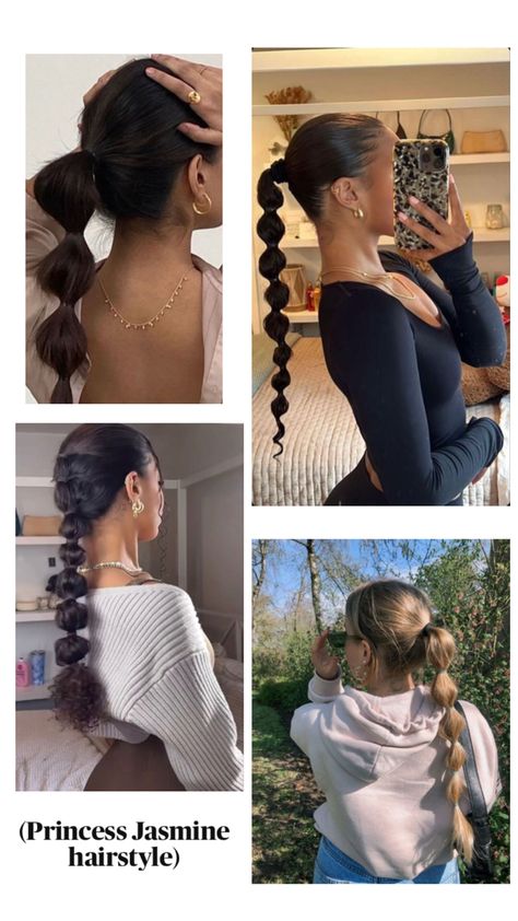 (PART 1)❤️❤️❤️ Princess Jasmine Hairstyle, Jasmine Ponytail, Jasmine Hairstyle, Princess Jasmine Hair, Jasmine Hair, Disney Princess Hairstyles, Princess Jasmine, Hair Tutorial, Hair Inspo