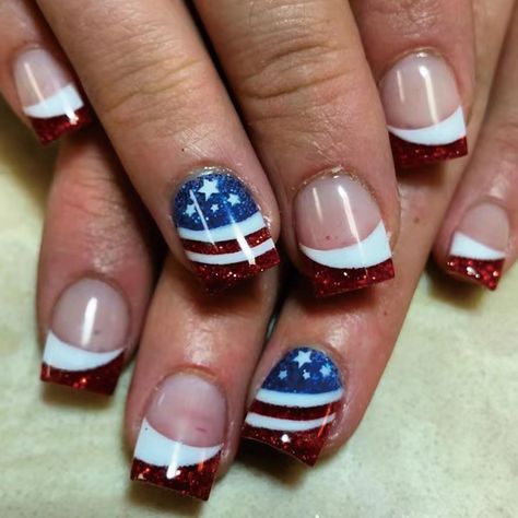 PRICES MAY VARY. Celebrate Independence Day in style with our 4th of July press on nails featuring star designs.Stand out with the bold red and blue glossy finish that adds a festive touch to your look. These short square false nails are perfect for expressing your patriotic spirit.The glitter detailing adds an extra touch of glam, making them ideal for special occasions or everyday wear. Crafted from high-quality materials,our reusable acrylic nails are durable and easy to apply.They provide a Shiny French Tip, Steelers Nails, Nails With Bling, Rodeo Nails, 4th Nails, Patriotic Nails Design, Deco Nails, Patriotic Nails, Fourth Of July Nails