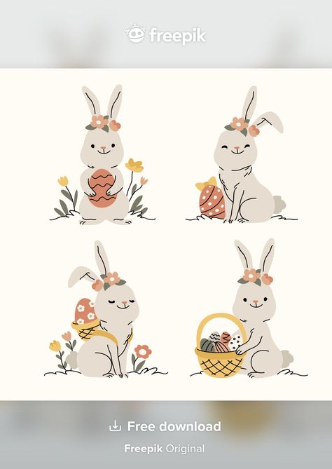 Bunny Easter Illustration, Easter Basket Illustration, Easter Bunny Doodle, Easter Illustration Design, Bunny Illustration Cute, Happy Easter Drawing, Happy Easter Illustration, Easter Bunny Drawing, Easter Doodles