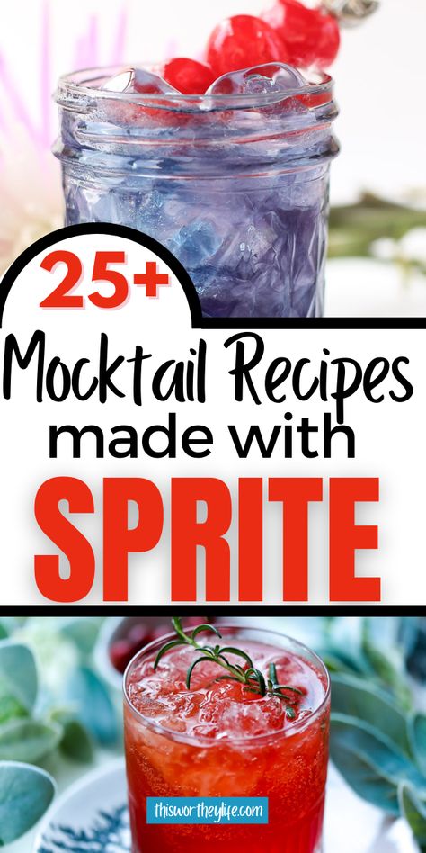 These Mocktail Recipes with Sprite are easy to make and just as delicious as their cocktail cousins! Served in a beautiful cocktail glass and dressed with fun umbrellas, straws, and/or garnishments, they will be a sure hit! Drinks With Sprite, Sprite Recipe, Summer Drinks Nonalcoholic, Best Non Alcoholic Drinks, Easy Mocktail Recipes, Virgin Cocktails, Mocktail Drinks, Kid Friendly Drinks, Alcohol Free Drinks