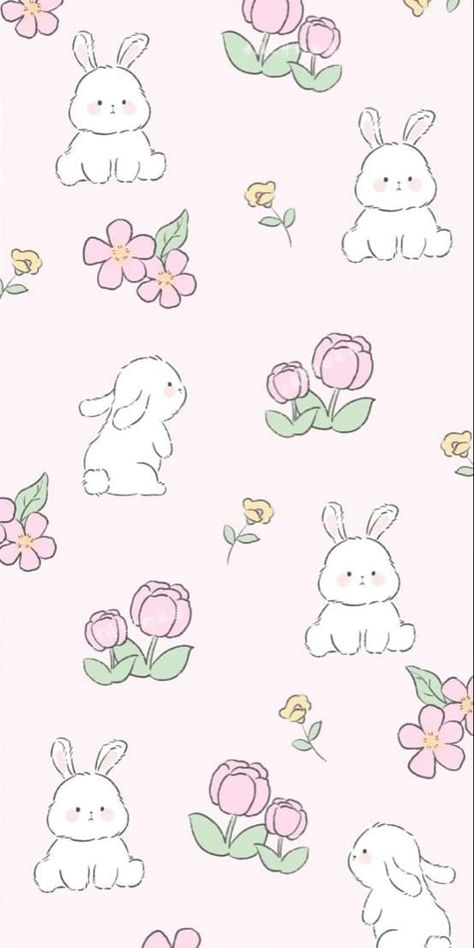 cute Easter wallpaper: bunny and florals Cute Easter Wallpaper, Easter Aesthetic Wallpaper, Wallpaper Iphone Spring, Easter Phone Wallpaper, April Wallpapers, Easter Wallpaper Iphone, April Wallpaper Aesthetic, Iphone Spring Wallpaper, April Wallpaper