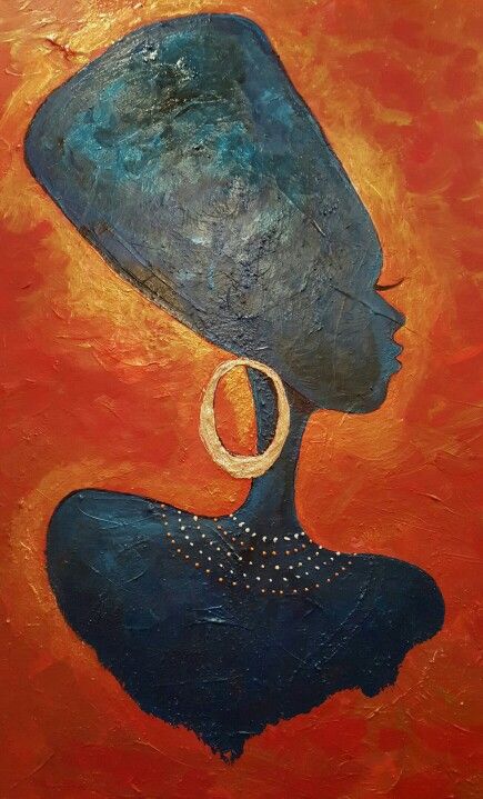 African Queen Painting, African Queen Tattoo Goddesses, Queen Canvas Painting, Queen Nefertiti Art, Nefertiti Painting, African Queen Art, Nefertiti Art, African Art Projects, Princess Painting