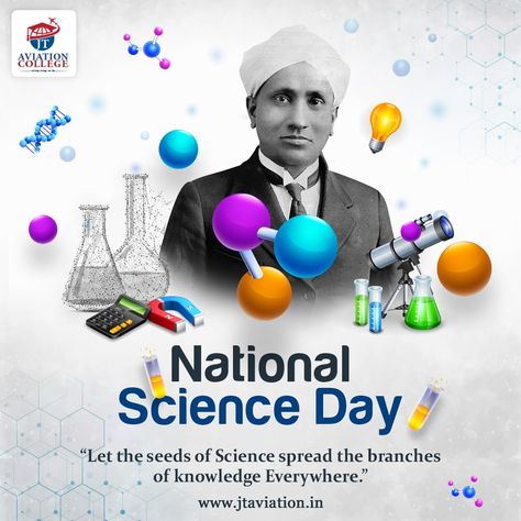 On this National Science Day let us pay respect to all the renowned personalities whose tireless efforts have helped India to make great progress in various fields related to Science and have influenced many to work for the progress of our nation. JT Aviation College wishes everyone a very Happy National Science Day. 👩🏻‍🔬🧑🏻‍🔬⚗️🔬 National Science Day Creatives, National Science Day Creative Ads, Science Day Decorations, Science Day Poster Design, Happy Science Day, National Science Day Drawing, National Science Day Poster, Science Day Poster, Friendship Day Bands