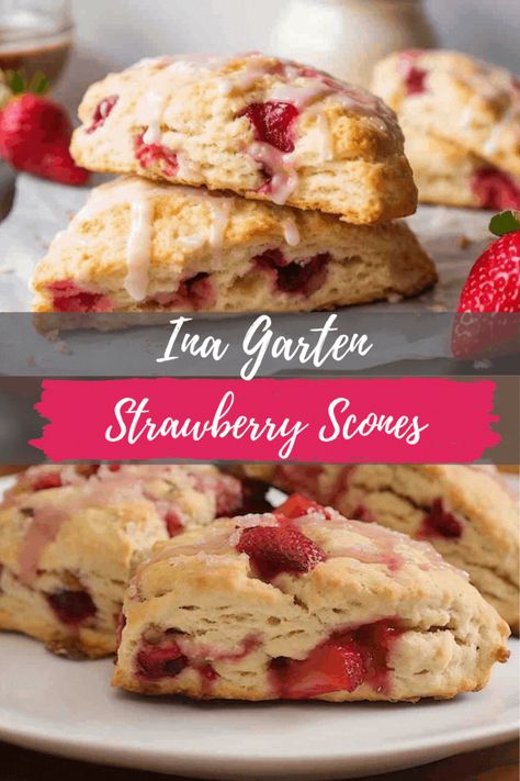 Strawberry Ricotta Scones, Strawberry Basil Scones, Strawberry Scones Recipe Easy, Rasberry Scones, Strawberry Breakfast Recipes, Strawberry Rhubarb Scones, Strawberry Scones Recipe, Buttery Scones, Boozy Tea