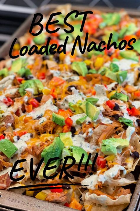 Pulled Pork Nachos Recipe, Pork Nachos Recipe, Loaded Nachos Recipe, Easy Beef Enchiladas, The Cookin Chicks, Pulled Pork Nachos, Pork Nachos, Chicke Recipes, Delicious Chicken Dinners