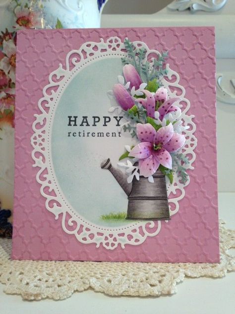 Retirement Cards Handmade, Cuttlebug Cards, Velika Noč, Card For A Friend, Hand Made Greeting Cards, Retirement Cards, Easter Inspiration, Birthday Cards For Women, Spellbinders Cards