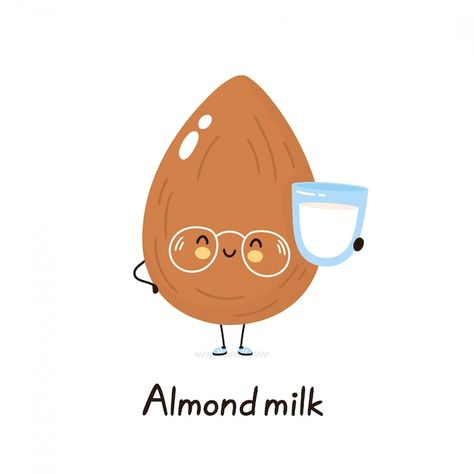 Almond Illustration Design, Plant Based Illustration, Milk Character, Character Illustration Design, Milk Cartoon, White Background Cartoon, Cartoon Character Illustration, Background Cartoon, Vintage Png