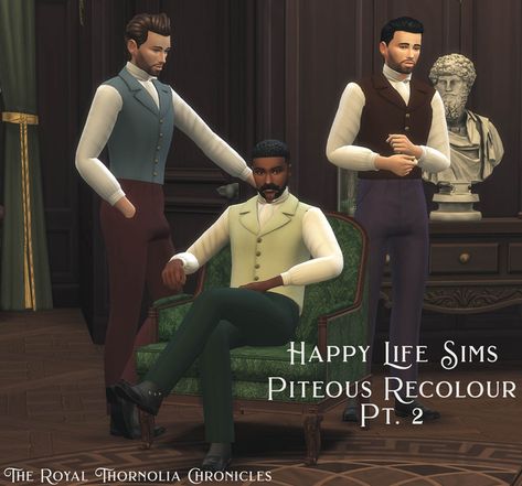 HappyLifeSims Piteous Outfit Recolour: Part Two Sims 4 1900s Cc Male, Sims 4 1800s Cc Male, Sims 4 Cc 1800s Clothes Men, 1890s Sims 4 Cc Men, Sims 4 1890 Cc Male, Sims 4 1890 Cc Men, Sims 4 Regency Cc Men, Sims Bridgerton, Sims Royal