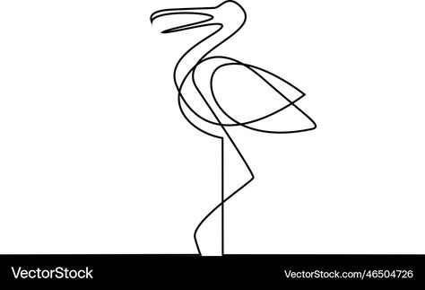 Heron Bird, Animal Outline, Concept Draw, Line Logo, Drawing Vector, One Line Drawing, Crane Bird, Logo Modern, Single Line