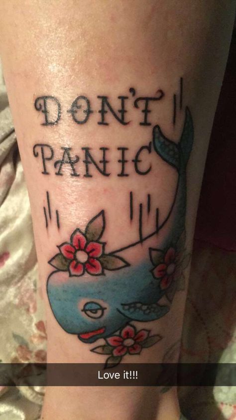 Hitchhikers guide to the Galaxy tattoo! ❤ The Galaxy Tattoo, Hitchhiker’s Guide To The Galaxy, Tattoo Whale, Book Quotes Tattoo, 42 Tattoo, Hitchhiker's Guide To The Galaxy, Whale Tattoos, Galaxy Tattoo, Hitchhikers Guide To The Galaxy