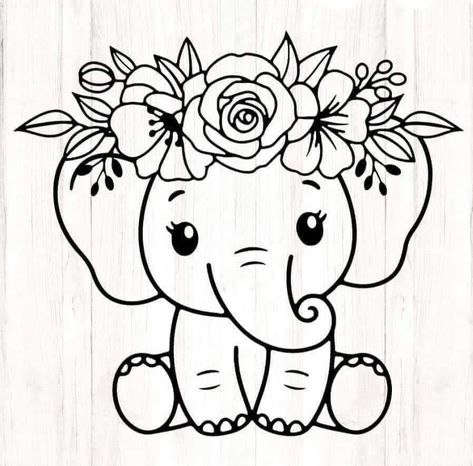 Baby Elephant Drawing, Elephant Coloring, Elephant Svg, Crown Svg, Elephant Coloring Page, Mandala Elephant, Arte Doodle, Elephant Drawing, Elephant Tattoos