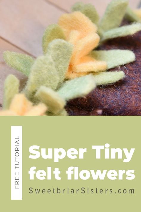 Tiny felt flower tutorial includes video and photo guides to make tiny felt flowers inspired by marigolds, perfect for dollhouses and miniature play sets. Tiny Felt Flowers, Felt Flower Tutorial, Burlap Roses, Felt Flowers Diy, Toy Sewing, Felt Creations, Play Sets, Toddler Gift, Marigold Flower