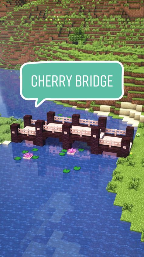 Minecraft Water Walkway, Cherry Blossom Street Lamp Minecraft, Minecraft Stairs Up Mountain, Minecraft Bridge Arch, Pretty Minecraft Bridge, Cherry Blossom Nether Portal Minecraft, Cherry Blossom Horse Stable Minecraft, Cherry Nether Portal, Cherry Path Minecraft