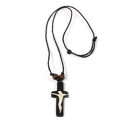 Jesus Necklace Black Leather Cord Rustic Cross Pendant Our Lord Savior NECKLACE Jesus Necklace, Wooden Man, Rustic Cross, Crucifix Necklace, Lord And Savior, Christian Jewelry, Our Lord, Necklace Black, Add Me