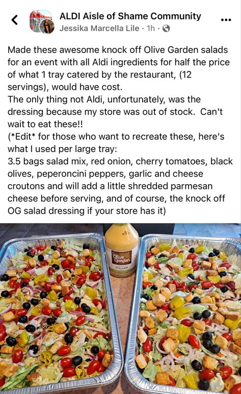 Olive Garden Copycat Salad, Catering Salad, Copycat Salad, Salad Tray, Olive Garden Salad, Olive Garden Copycat, Cheese Croutons, Olive Gardens, Large Tray