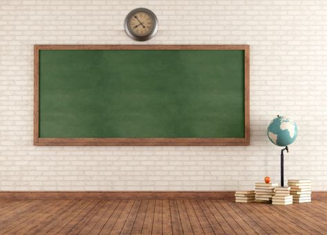 Empty vintage classroom | Premium Photo #Freepik #photo #school #wood #education #clock Middle School Classroom Themes, Free Classroom Decor, Gray Brick Wall, Papan Tulis Kapur, Vintage Classroom, Chalkboard Classroom, Classroom Background, Photography Studio Background, School Chalkboard