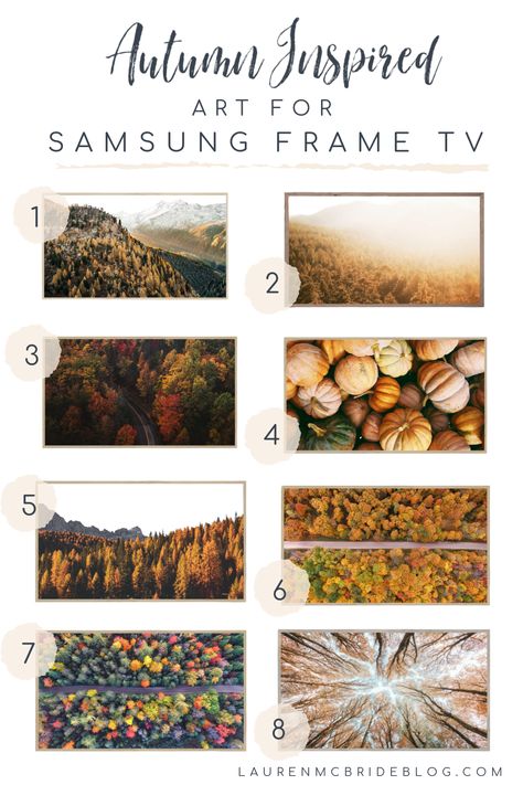 Frame Tv Gallery Wall, Samsung Picture, Picture Frame Tv, Tv Gallery Wall, Lauren Mcbride, Fall Frames, Printable Vintage Art, Fall Tv, Vintage Inspired Art