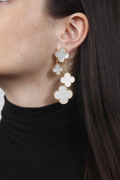 Mother Of Pearl Earrings, Meaningful Jewelry, Watches Women Fashion, Faith Hope Love, Pearl Set, Van Cleef Arpels, Handcrafted Earrings, Four Leaf, Hope Love