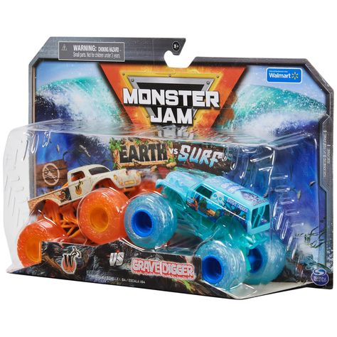 Monster Jam 2022 Earth vs Surf Series 2-Pack 'W' Whiplash Earth vs Grave Digger Surf : Amazon.co.uk: Grocery Monster Jam Toys, Monster Truck Toys, Monster Games, Grave Digger, Kids Toys For Boys, Monster Jam, Whiplash, Toy Trucks, Monster Truck