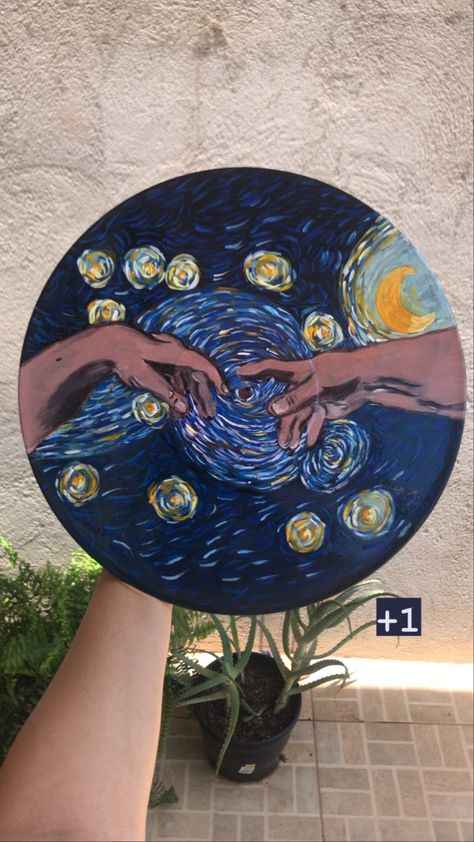 Disk Painting, B6 Stalogy, Diy Cd, Vinyl Record Painting, Vinyl Record Art Ideas, Painted Records, Vinyl Paintings, Painted Vinyl Records, Record Painting