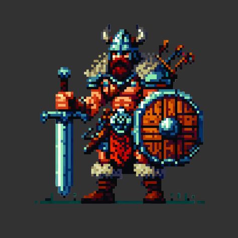 Enter the adventure of retro pixel style RPG games! From t-shirts to stickers and more! Shop now, link in bio or if you prefer, send a DM. 😎🎮 #kawaiipixelart_design #RPG #PixelArt #vikings #gameplay Animation Artwork, Pixel Art Design, Retro Game, Viking Warrior, Rpg Games, Retro Gaming, Games To Play, Pixel Art, Vikings