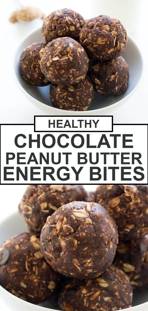 Chocolate Energy Bites, Protein Energy Bites, Chocolate Protein Balls, Peanut Butter Energy Bites, Energy Bites Recipes, Protein Bites, Protein Balls, Peanut Butter Protein, Peanut Butter Balls