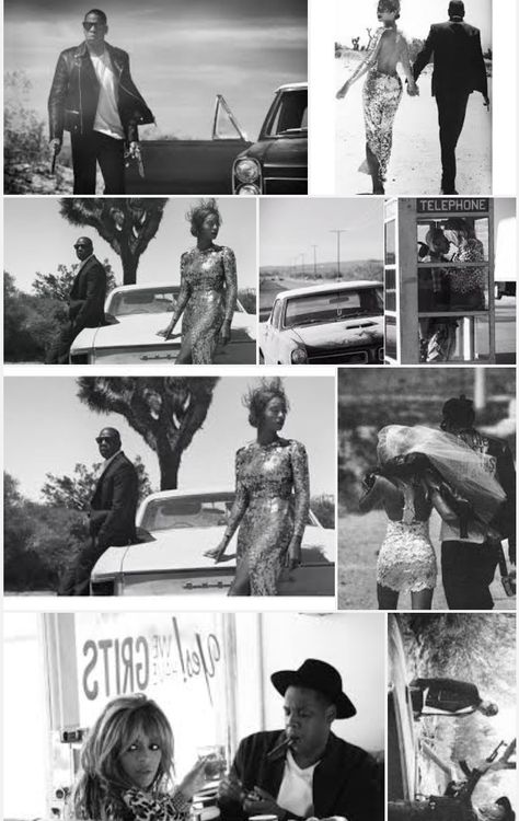 On The Run Photoshoot, Jay Z Beyonce Aesthetic, Magazine Engagement Photos, Engagement Shoot Themes, Beyonce Jay Z Aesthetic, Beyonce Jay Z Photoshoot, Travel Theme Photoshoot, 50s Editorial, Bonnie And Clyde Inspired Photoshoot