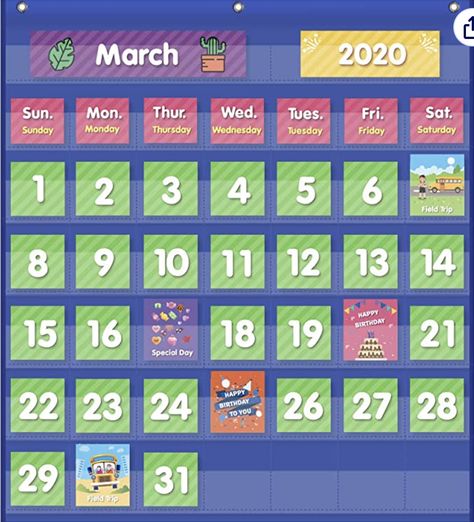 This is the calendar I use daily in my K5 classroom! I use magnetic rods to hang it up on my whiteboard for my students to interact with during our calendar time. Kindergarten Calendar, Emotions Preschool, Homeschool Supplies, Classroom Calendar, Calendar Time, Blue Office, Coloring Calendar, Calendar Organization, Homeschool Kids