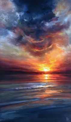 Dark Sunset Painting, Abstract Seascape Paintings, Ocean Art Painting, Dark Paintings, Nature Light, Seascape Canvas, Large Oil Painting, Landscape Art Painting, Sky Painting