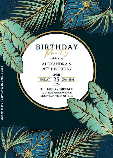 Hawaiian Party Invitations, Tropical Party Invitations, Summer Party Invitations Template, Tropical Invitations Template, Hawaii Birthday Party Invitations, Tropical Birthday Invitations Template, Fun Tropical Party Invitations, Tropical Birthday Invitations, Beach Party Invitations Template Palm Trees