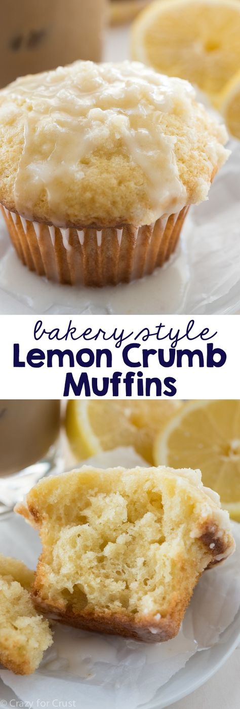 Lemon Crumb Muffins - an easy recipe for breakfast! Lemon muffins with a crunchy crumble topping - better than a bakery! Lemon Crumb Muffins, Assorted Muffins, Small Chops, Muffins Blueberry, Crumb Muffins, Baking Treats, Muffins Recipes, Recipe For Breakfast, Sweet Muffin